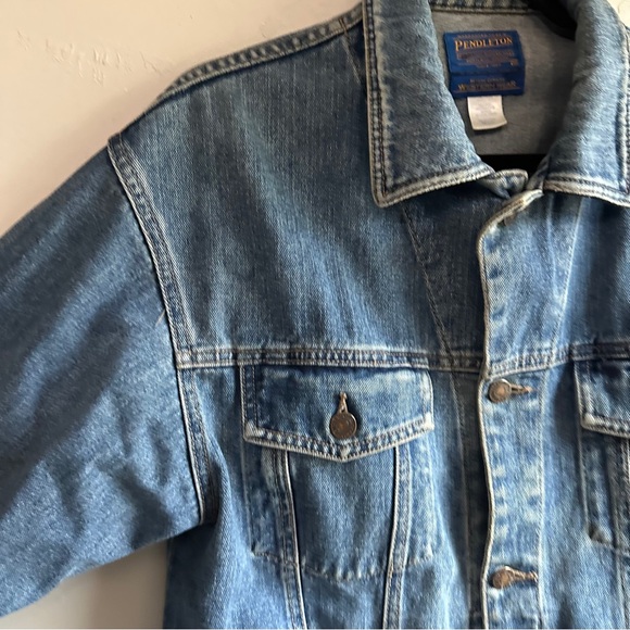 Pendleton Eagle Denim And Blanket Wool Insert Jean Jacket Size M Western USA - Picture 5 of 14